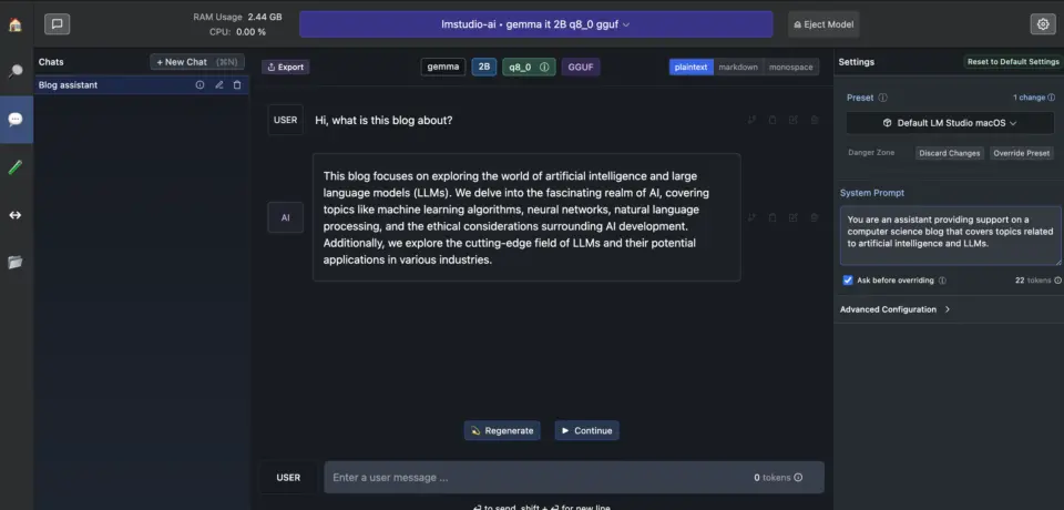LM Studio - Chat with assistant