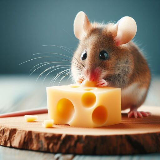 Mouse eating cheese